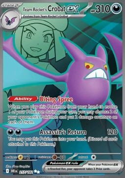Team Rocket's Crobat ex (Destined Rivals) Pokemon card scan